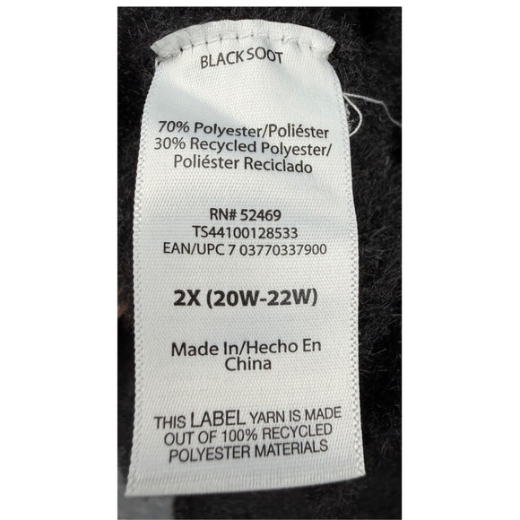 Womens 2X Black Soot Fuzzy Eyelash Knit Crewneck Sweater - Picture 4 of 4